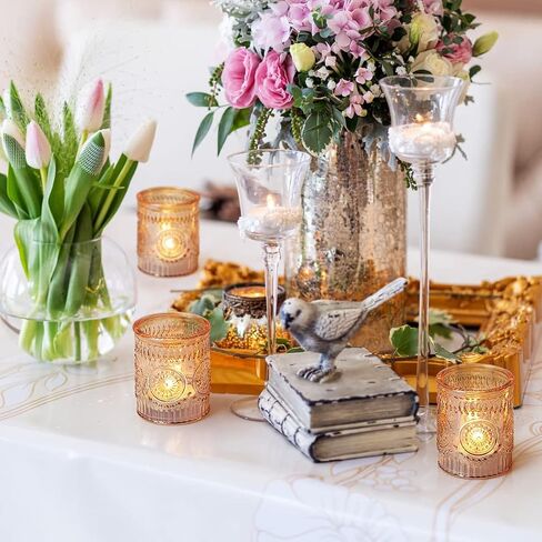 Gold Votive Candle Holder Set of 12, Glass Tea Lights Candle Holders for Wedding Table Centerpieces, Birthday Parties and Home Decor in Kuwait