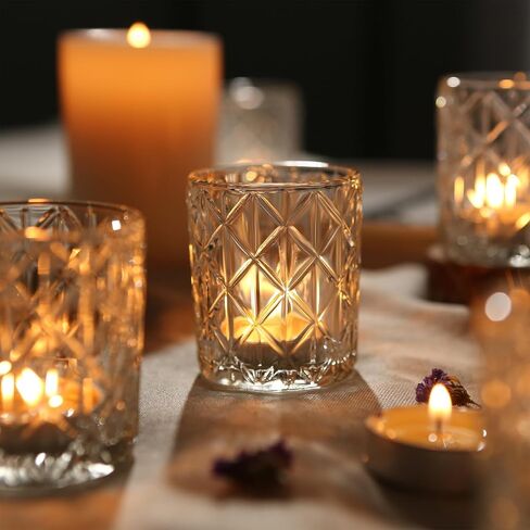 24pcs واضحة حاملي شمعة نذرية 2x2.5 بوصة - حامل الشمعة الزجاجية بكميات كبيرة لحضور الزفاف القطع المركزية ، حامل شمعة أضواء الشاي لديكور عطلة حفل الزفاف (واضح ، 24) in Kuwait