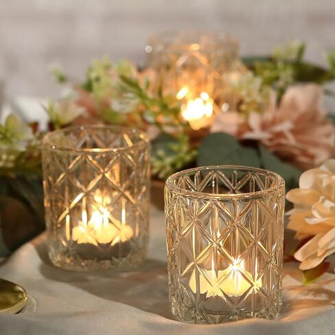 24pcs واضحة حاملي شمعة نذرية 2x2.5 بوصة - حامل الشمعة الزجاجية بكميات كبيرة لحضور الزفاف القطع المركزية ، حامل شمعة أضواء الشاي لديكور عطلة حفل الزفاف (واضح ، 24) in Kuwait