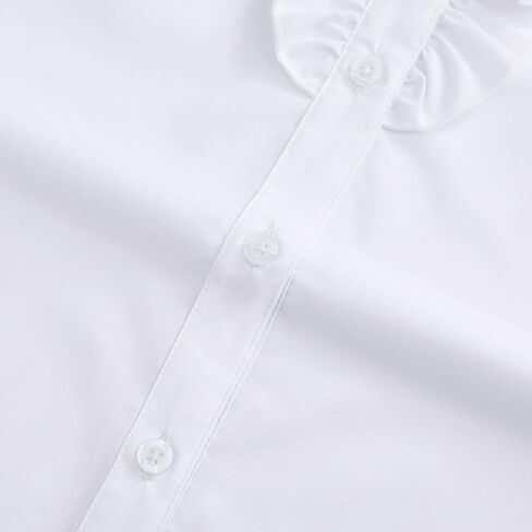 Girls Short Sleeve Button Down Shirts Ruffle School Uniform Crop Tops Peter Pan Collar Plaid Blouse 4-13Y in Saudi Arabia