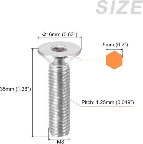 براغي آلة غاطسة برأس مسطح، (M5x30mm) 10 قطع، 304 براغي غطاء رأس مقبس من الفولاذ المقاوم للصدأ - للآلات، الأثاث، DIY in Saudi Arabia