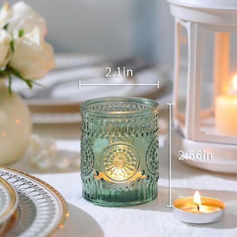 Gold Votive Candle Holder Set of 12, Glass Tea Lights Candle Holders for Wedding Table Centerpieces, Birthday Parties and Home Decor in Kuwait