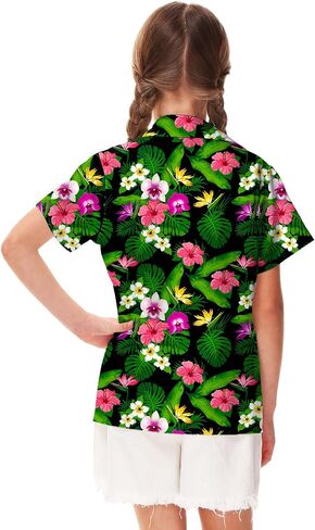 Remimi Unisex Kids Hawaiian Shirt Short Sleeve Fourth of July Patriotic Button Up 5-14 Years in Saudi Arabia