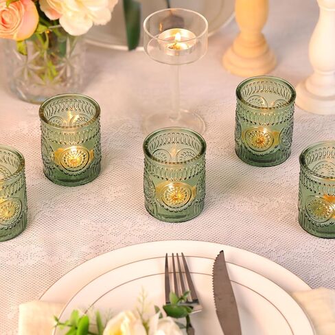 Gold Votive Candle Holder Set of 12, Glass Tea Lights Candle Holders for Wedding Table Centerpieces, Birthday Parties and Home Decor in Kuwait