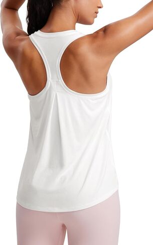 CRZ YOGA Womens Racerback Yoga Tank Tops High Crewneck Soft Casual Workout Sleeveless Flowy Shirts in Saudi Arabia