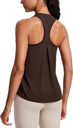CRZ YOGA Womens Racerback Yoga Tank Tops High Crewneck Soft Casual Workout Sleeveless Flowy Shirts in Saudi Arabia