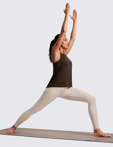 CRZ YOGA Womens Racerback Yoga Tank Tops High Crewneck Soft Casual Workout Sleeveless Flowy Shirts in Saudi Arabia