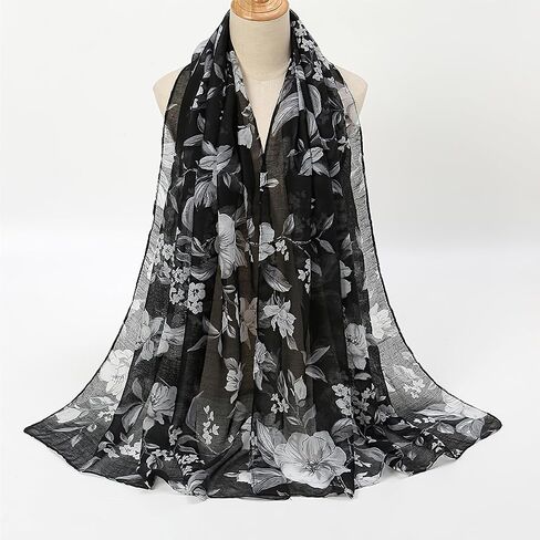 vimate Lightweight Cotton Scarf for Women Fashion Head Cover Hijab Voile Scarf Shawl Wrap in Kuwait