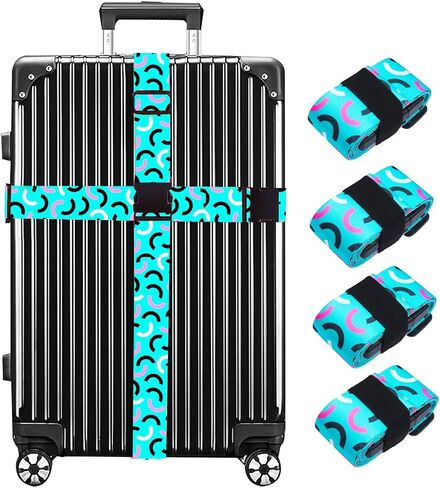 Luggage Straps for Suitcases TSA Approved 4 Pack Adjustable Suitcase Strap, Luggage Strap, Luggage Belt Strap, Bag Straps for Luggage. Buckle Straps Travel Accessories (Gradient Dot-4 Pack) in Saudi Arabia