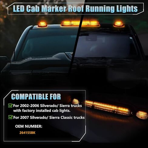 3 PCS Smoked Lens LED Cab Lights for Silverado/Sierra 1500 1500HD 2500 2500HD 3500 2002-2007 Truck, White 30 LED Roof Running Top Lights for Chevy 2500HD, White in Saudi Arabia