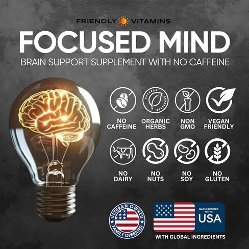 مركّز العقل - ملحق الدماغ اليومي للذاكرة ودعم التركيز | nootropic للتركيز ، والوضوح العقلي ، وطاقة الدماغ | المكمل المعرفي للعمل أو المدرسة أو المطالب اليومية in Kuwait