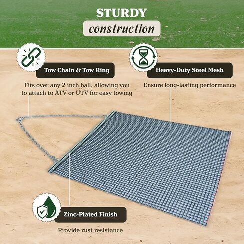 حصيرة السحب الميدانية من Yard Tuff شديدة التحمل من الزنك والفولاذ لتسوية السطح مع حبل سحب للسحب اليدوي أو بمساعدة السيارة، فضي in Saudi Arabia