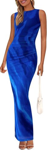 PRETTYGARDEN Wedding Guest Dresses for Women 2025 Summer Spring Floral Bodycon Sleeveless Mesh Maxi Long Dress in Saudi Arabia