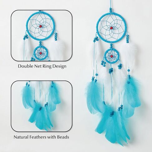 جميلة الهندية صغيرة الحلم الأسود الصيادون ديكور الجدار ديكور يدوي الريش الأصلي Mini Dreamcatchers زخرفة زخرفة الديكور في غرفة النوم حفلة 2 الخواتم in Saudi Arabia