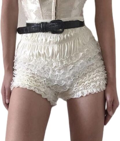 Womens Lace Trim Shorts Layered Ruffle Trim Bloomers Shorts Cute Lolita Pumpkin Pants Pettipants Streetwear in Kuwait