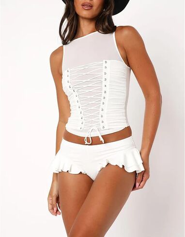 Women's Leopard Print Ruffles Hem Micro Shorts Stretch Y2k Low Rise Sexy Party Club Booty Shorts in Kuwait