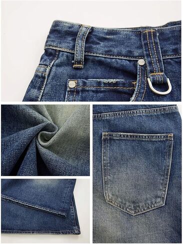 Baggy Wide Leg Cropped Jeans for Women Men Low Waist Jorts Y2k Casual Denim Pants Grunge Summer Clothes. in Kuwait