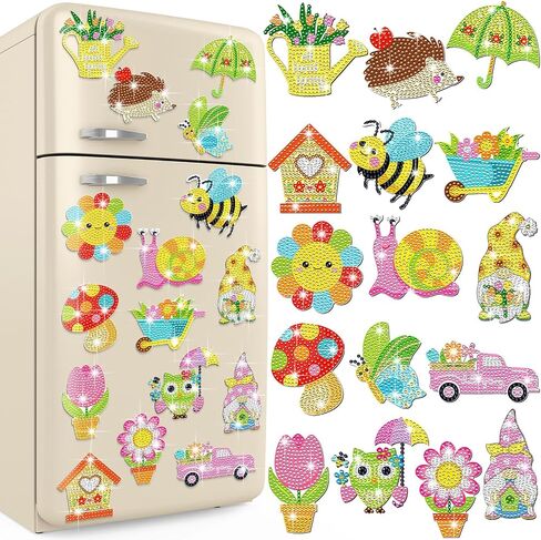16 PCS Halloween Diamond Painting Magnets for Revrigerator Gnome Ghost Bat Cat Diamond Art Magnets Scals DIY Halloween Diamond Painting Kits Diamond Art for البالغين الأطفال الحرف ديكور المنزل in Kuwait