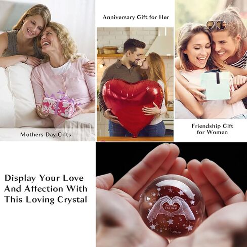 hdcrystalgifts 3d محفورا الفطر الكريستال الكرة ثقالة الورق - 60mm الكرة الزخرفية الزجاجية مع حامل معدني فضي، فن الزجاج كامل المجال الحرفية ديكور المنزل الجدول، 2.3 بوصة in Kuwait