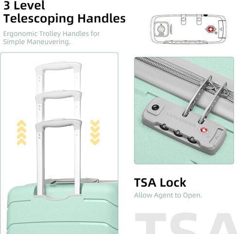 مجموعة أمتعة Larvender مجموعة 5 قطع ، حقائب قابلة للتوسيع للأمتعة الصلبة PP مع قفل TSA عجلات TSA ، حقيبة متداول خفيفة الوزن للرجال والنساء ، اللافندر in Kuwait