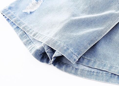 Girls' 6-14Y Button-Front Denim Skort | Ripped Destroyed Design | Summer Short for Tween & Teen in Saudi Arabia