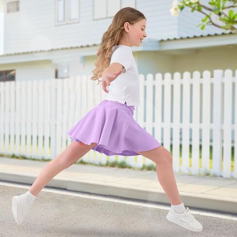2 Pack Little Girls Tennis Skirt Skorts Built in Shorts Toddler Flowy Athletic Skirts Skorts for Girls with Pockets in Saudi Arabia