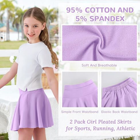 2 Pack Little Girls Tennis Skirt Skorts Built in Shorts Toddler Flowy Athletic Skirts Skorts for Girls with Pockets in Saudi Arabia
