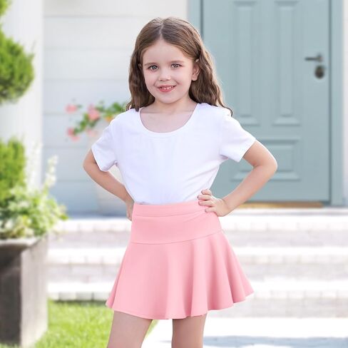 2 Pack Little Girls Tennis Skirt Skorts Built in Shorts Toddler Flowy Athletic Skirts Skorts for Girls with Pockets in Kuwait