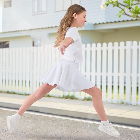2 Pack Little Girls Tennis Skirt Skorts Built in Shorts Toddler Flowy Athletic Skirts Skorts for Girls with Pockets in Kuwait