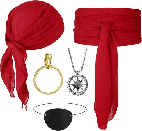 CICOCI Men Pirate Costume Accessories Set For Women Pirate Hat Pirate Head Scarf Pirate Sash Belt Dress Accessories in Kuwait