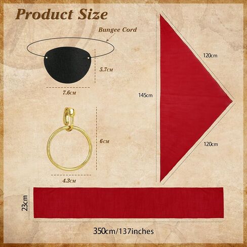 CICOCI Men Pirate Costume Accessories Set For Women Pirate Hat Pirate Head Scarf Pirate Sash Belt Dress Accessories in Kuwait