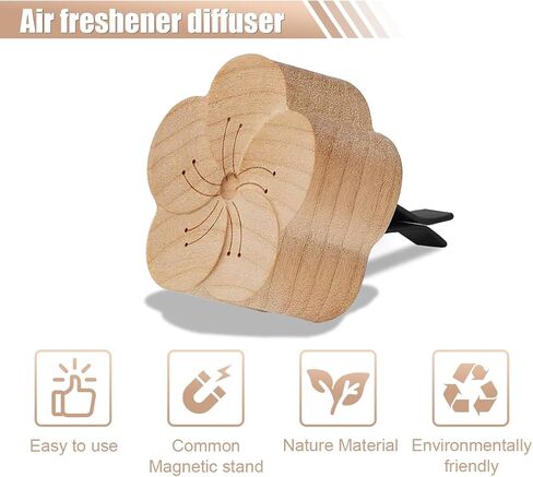 Wood Flower Essential Oil Diffuser, Car Air Freshener Vent Clip Aromatherapy Diffuser, Car Diffusers for Essential Oils, Car Diffuser Clip for Car Office Bedroom (Light-1 Pack) in Kuwait