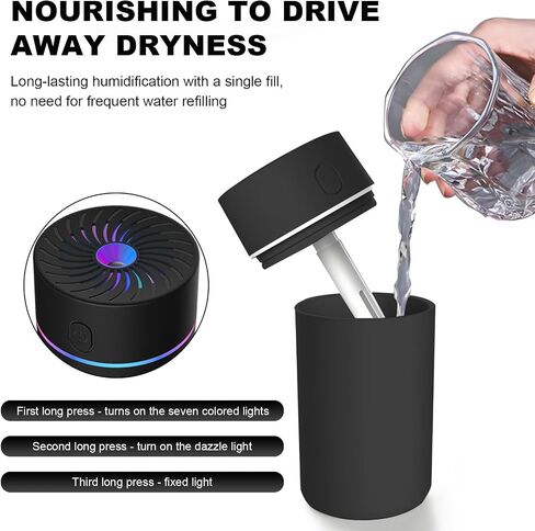 Car Fragrance Diffuser, USB-Powered Car Air Freshener Mist Humidifier Essential Oil Diffuser, Portable Car Air Freshener Aromatherapy Diffuser for Vehicle, Car Accessories (Black) in Saudi Arabia