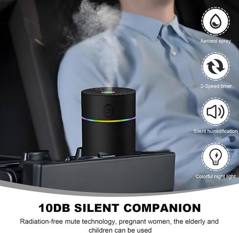 Car Fragrance Diffuser, USB-Powered Car Air Freshener Mist Humidifier Essential Oil Diffuser, Portable Car Air Freshener Aromatherapy Diffuser for Vehicle, Car Accessories (Black) in Saudi Arabia