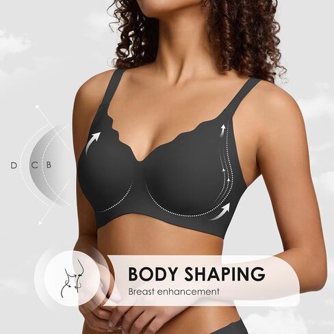 Seamless Wireless Bra for Women with Support - No Underwire Full Coverage Push Up Comfort Bras - Back Fat Smoothing Bralettes in Saudi Arabia