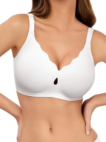 Luckmeey Pras for Women No Underwire Wave Push Up Wireless Bra Seamless Bras Coverage Full Bralettes Lift in Kuwait