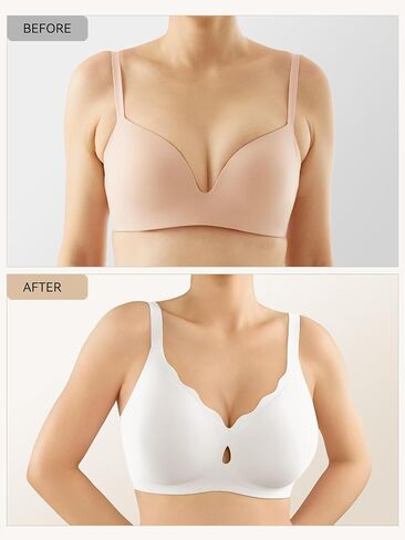 Luckmeey Pras for Women No Underwire Wave Push Up Wireless Bra Seamless Bras Coverage Full Bralettes Lift in Kuwait