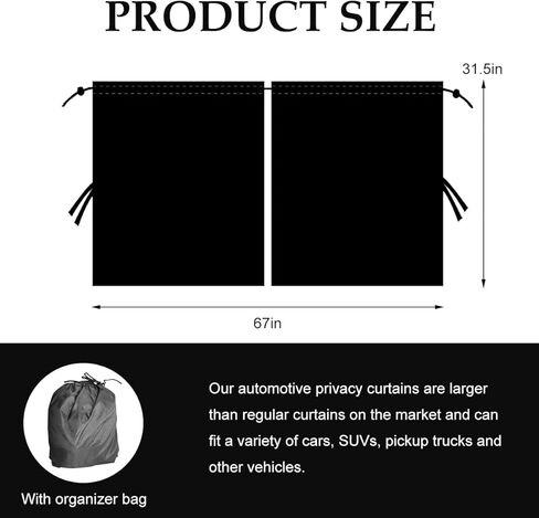 Car Privacy Curtain, Vehicle Privacy Blackout Curtain Sun Shade Cover, Auto Sunshade Screen Cover Blocks Light for Sleeping Camping Fit Sedan SUV Truck, Car Accessories in Saudi Arabia