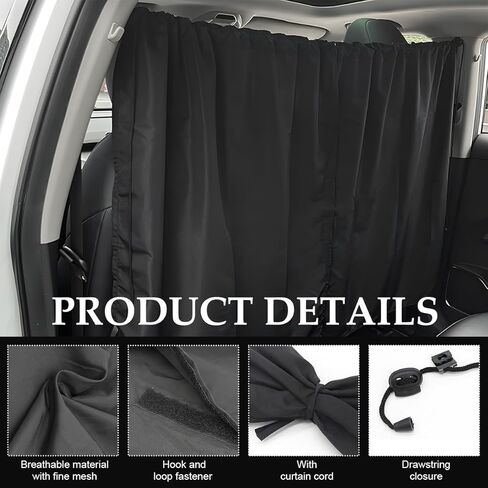 Car Privacy Curtain, Vehicle Privacy Blackout Curtain Sun Shade Cover, Auto Sunshade Screen Cover Blocks Light for Sleeping Camping Fit Sedan SUV Truck, Car Accessories in Saudi Arabia