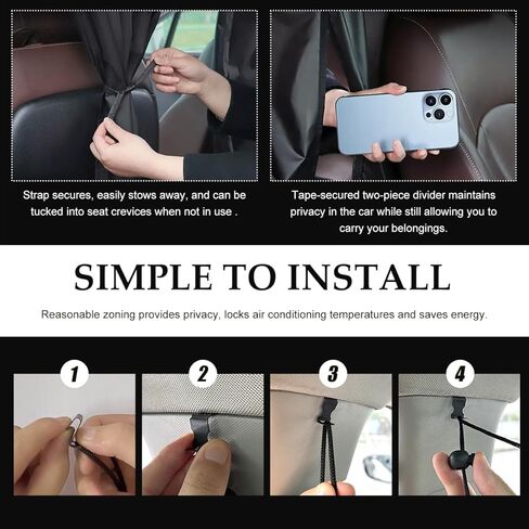 Car Privacy Curtain, Vehicle Privacy Blackout Curtain Sun Shade Cover, Auto Sunshade Screen Cover Blocks Light for Sleeping Camping Fit Sedan SUV Truck, Car Accessories in Saudi Arabia