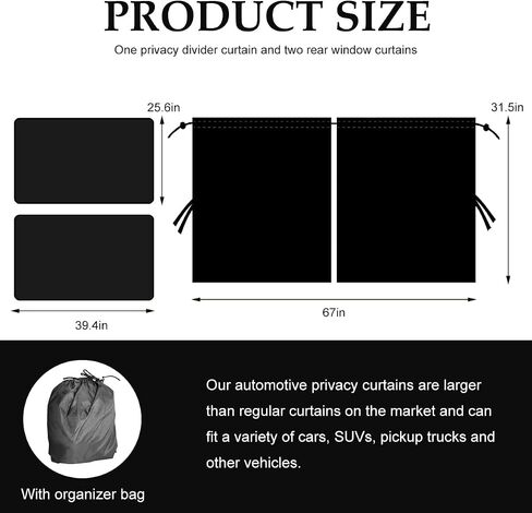 Car Privacy Curtain, Vehicle Privacy Blackout Curtain Sun Shade Cover, Auto Sunshade Screen Cover Blocks Light for Sleeping Camping Fit Sedan SUV Truck, Car Accessories in Saudi Arabia