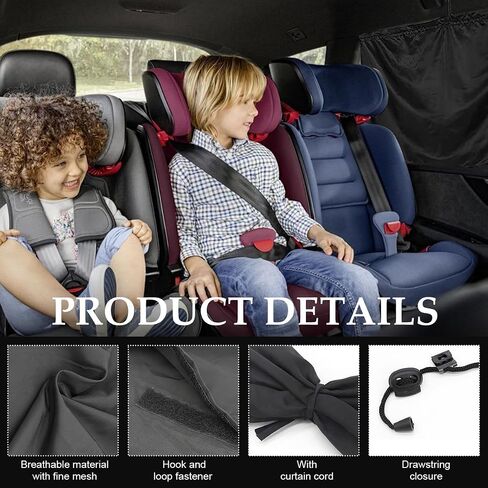 Car Privacy Curtain, Vehicle Privacy Blackout Curtain Sun Shade Cover, Auto Sunshade Screen Cover Blocks Light for Sleeping Camping Fit Sedan SUV Truck, Car Accessories in Saudi Arabia