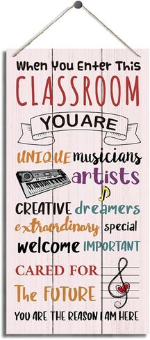 Classroom Decor Signs, Decorative Wood Hanging Wood Plaque, Rustic Door Sign, Classroom Wall Decor Art, Music Classroom Decoration, Appreciation Gift for Music Teacher, When You Enter This Classroom in Kuwait