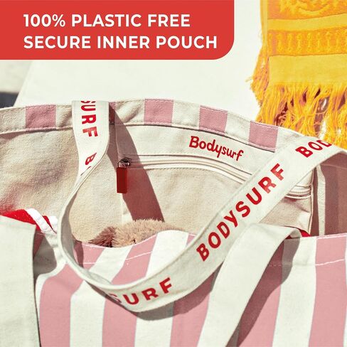 Large Canvas Tote Bag for Women, Striped Beach Tote for Travel, Pool, Cruise, Boat - Reusable Grocery Bag, Work, Weekender in Saudi Arabia