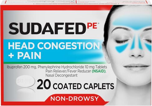 Sudafed PE Head Congestion + أقراص مخاطية لضغط الجيوب الأنفية والألم والازدحام ، 24 CT in Kuwait