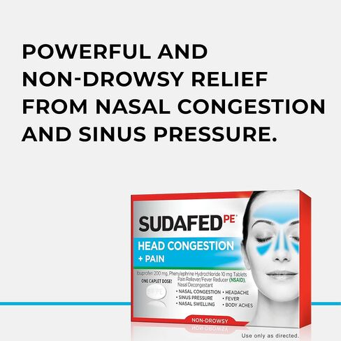 Sudafed PE Head Congestion + أقراص مخاطية لضغط الجيوب الأنفية والألم والازدحام ، 24 CT in Kuwait