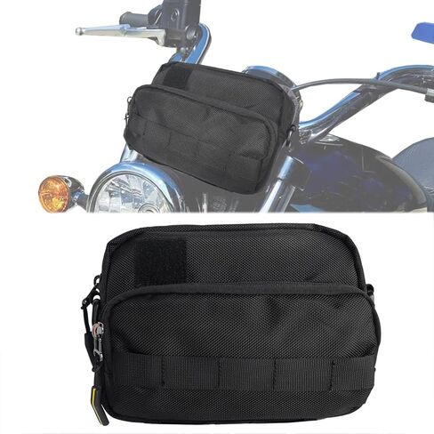 Motorcycle Handlebar Pouch - Front Handle Bar Storage Bag for Forks and Saddle - Moto Accessory Compatible with Cruiser Softail Dyna Sportsters Dirt Bike - Black in Saudi Arabia