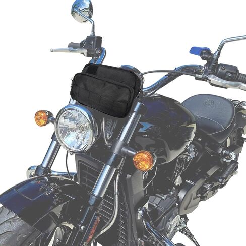 Motorcycle Handlebar Pouch - Front Handle Bar Storage Bag for Forks and Saddle - Moto Accessory Compatible with Cruiser Softail Dyna Sportsters Dirt Bike - Black in Saudi Arabia