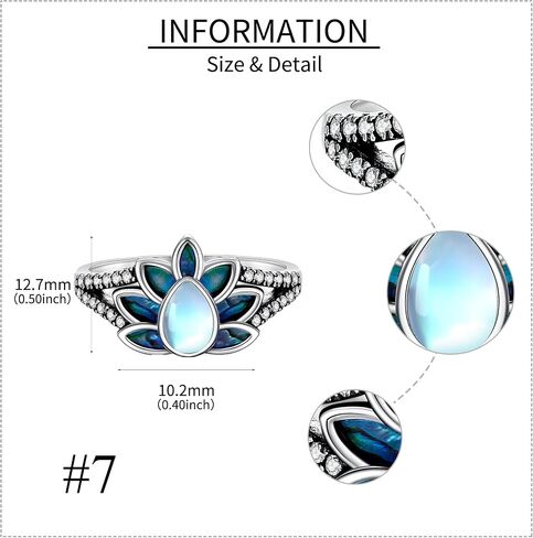 Onefinity Lotus Ring 925 Sterling Silver Moonstone Silver Abalone Shell Lotus Flower Ring Flower Flower Inspirations in Saudi Arabia