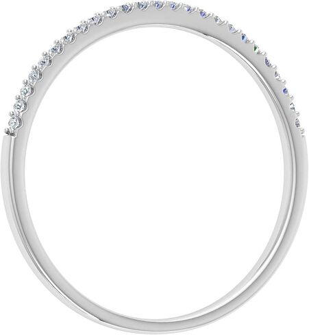 Finerock 0.08 قيراط (CTW) 10K الذهب جولة بيضاء الماس السيدات الذكرى السنوية الخاتم الزفاف القابلة للتكديس (وضوح I1-I2) in Kuwait